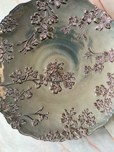 Load image into Gallery viewer, Silver Decorative Bowl with Pink Sculpted Rose Vines
